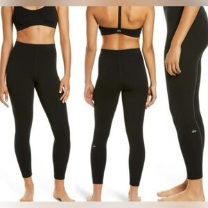 Alo High-Waist Black Ribbed Leggings 7/8 length